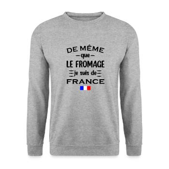 De même que le fromage je suis de france t-shirt - Sweat-shirt Unisexe - gris chiné - Devant - Alina (178cm) & Michal (187cm)