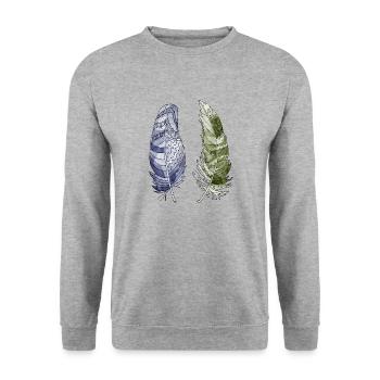 Pen - Unisex Sweatshirt - salt & pepper - Front - Alina (178cm) & Michal (187cm)