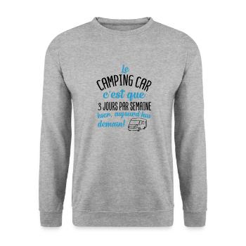 Camping car 3 jours par semaine - Sweat-shirt Unisexe - gris chiné - Devant - Alina (178cm) & Michal (187cm)