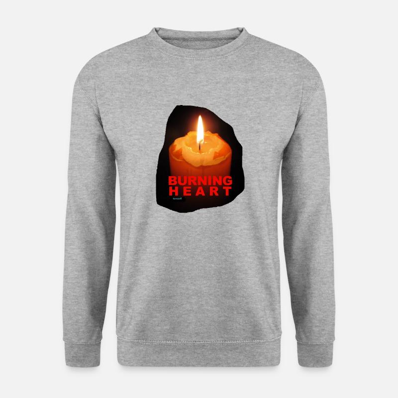 TOMZOFF Burning Heart - Unisex Pullover - Weißgrau meliert