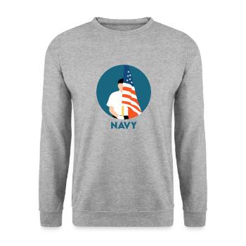 Navy - Unisex Sweatshirt - salt & pepper - Front - Alina (178cm) & Michal (187cm)