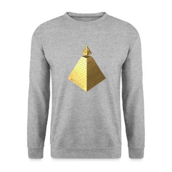 Illuminati Pyramid Gold 3D - Unisex Pullover - Weißgrau meliert - Vorne - Alina (178cm) & Michal (187cm)