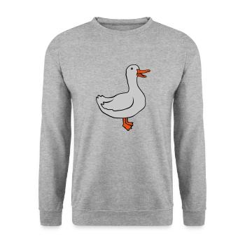 Doux design d’oie heureuse - Sweat-shirt Unisexe - gris chiné - Devant - Alina (178cm) & Michal (187cm)