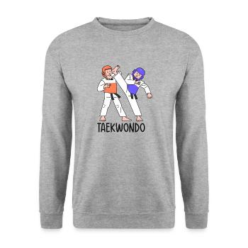 taekwondo - Sweat-shirt Unisexe - gris chiné - Devant - Alina (178cm) & Michal (187cm)