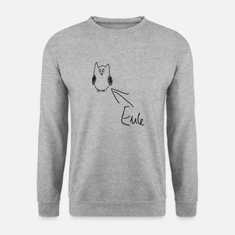 Eule - Unisex Pullover - Weißgrau meliert