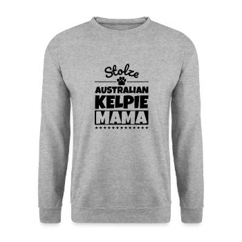 Stolze Australian Kelpie Mama - Unisex Pullover - Weißgrau meliert - Vorne - Alina (178cm) & Michal (187cm)