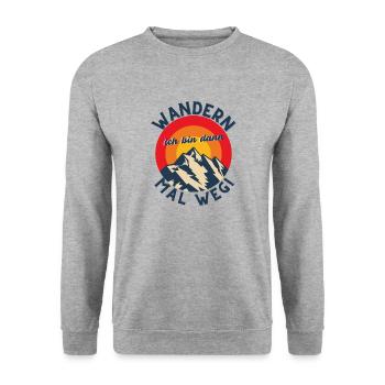 Wandern ich bin dann mal weg! - Outdoor Berge Alm - Unisex Pullover - Weißgrau meliert - Vorne - Alina (178cm) & Michal (187cm)