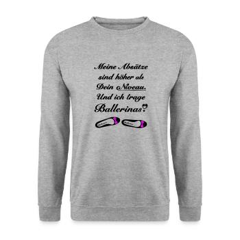 Meine Absätze sind höher als Dein Niveau Ballerina - Unisex Pullover - Weißgrau meliert - Vorne - Alina (178cm) & Michal (187cm)