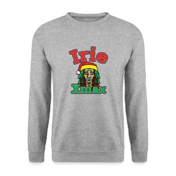 Irie Xmax Rasta Père Noël - Sweat-shirt Unisexe - gris chiné - Devant - Alina (178cm) & Michal (187cm)