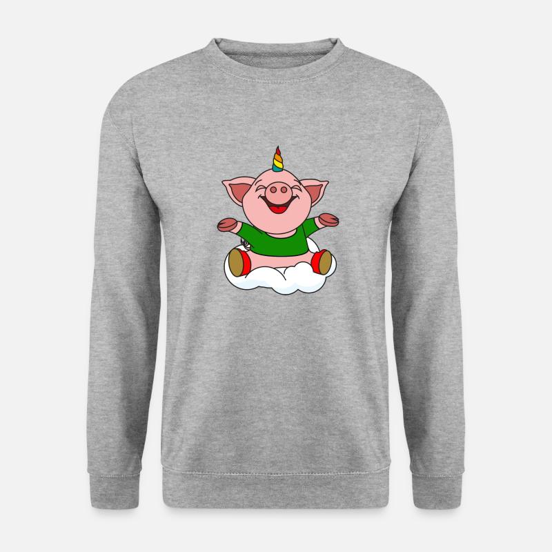 Schweinhorn bunt - Unisex Pullover - Weißgrau meliert
