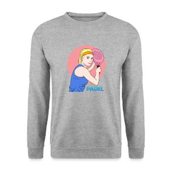 Padel Paddle Racket Tennis Sport I Gift - Unisex Sweatshirt - salt & pepper - Front - Alina (178cm) & Michal (187cm)