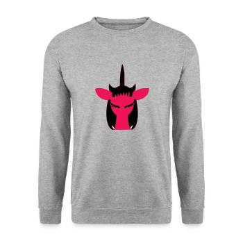 Das rote Einhorn - Unisex Pullover - Weißgrau meliert - Vorne - Alina (178cm) & Michal (187cm)