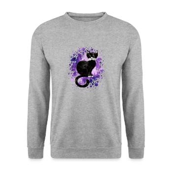 Cat - Unisex Sweatshirt - salt & pepper - Front - Alina (178cm) & Michal (187cm)