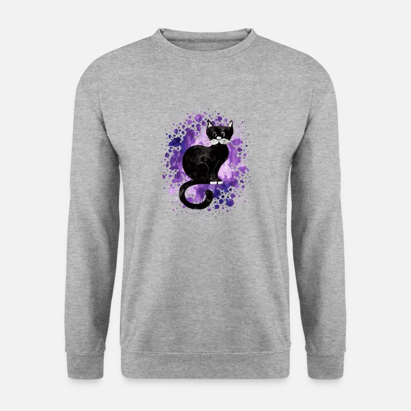 Katze - Unisex Pullover - Weißgrau meliert