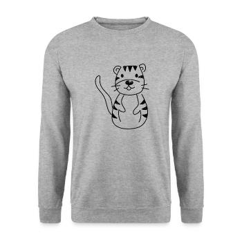 Cute Tiger Illustration Safari Wildlife Animal - Unisex Sweatshirt - salt & pepper - Front - Alina (178cm) & Michal (187cm)