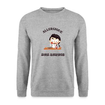 Allergique aux lundis - Sweat-shirt Unisexe - gris chiné - Devant - Alina (178cm) & Michal (187cm)