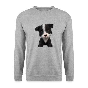 Hundehalter Border Collie Hunde Hundeliebhaber - Unisex Pullover - Weißgrau meliert - Vorne - Alina (178cm) & Michal (187cm)