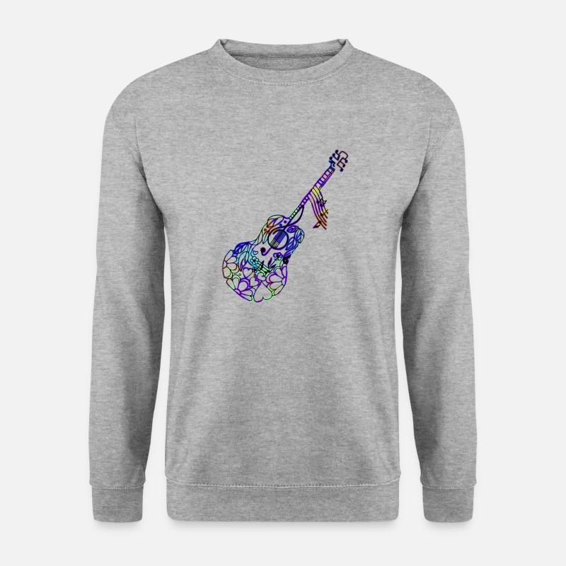 Gitarre - Unisex Pullover - Weißgrau meliert