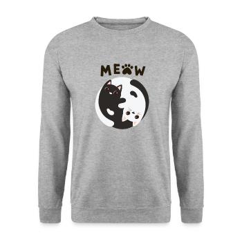 Miaou chats Ying et Yang - Amateurs de chats - Sweat-shirt Unisexe - gris chiné - Devant - Alina (178cm) & Michal (187cm)