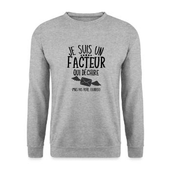 Facteur qui Déchire - - Sweat-shirt Unisexe - gris chiné - Devant - Alina (178cm) & Michal (187cm)
