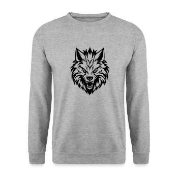 Wolf - Unisex Pullover - Weißgrau meliert - Vorne - Alina (178cm) & Michal (187cm)