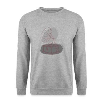 "Gramophone", Boho Line Art Design, Series "Music" - Unisex Sweatshirt - salt & pepper - Front - Alina (178cm) & Michal (187cm)