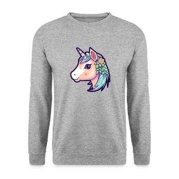 Cute Floral Unicorn - Unisex Sweatshirt - salt & pepper - Front - Alina (178cm) & Michal (187cm)