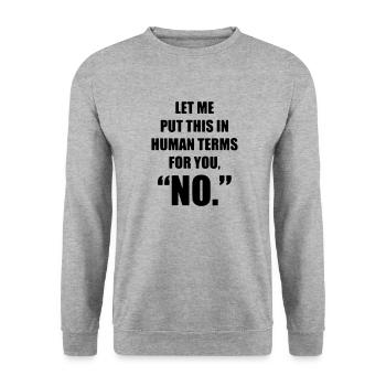 Lassen Sie mich das für Sie in menschliche Begriffe bringen - Unisex Pullover - Weißgrau meliert - Vorne - Alina (178cm) & Michal (187cm)