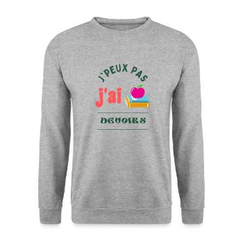 J'peux pas, j'ai devoir - Sweat-shirt Unisexe - gris chiné - Devant - Alina (178cm) & Michal (187cm)