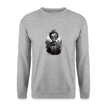 ZOMBIE im Kostüm 9 - Unisex Pullover - Weißgrau meliert - Vorne - Alina (178cm) & Michal (187cm)
