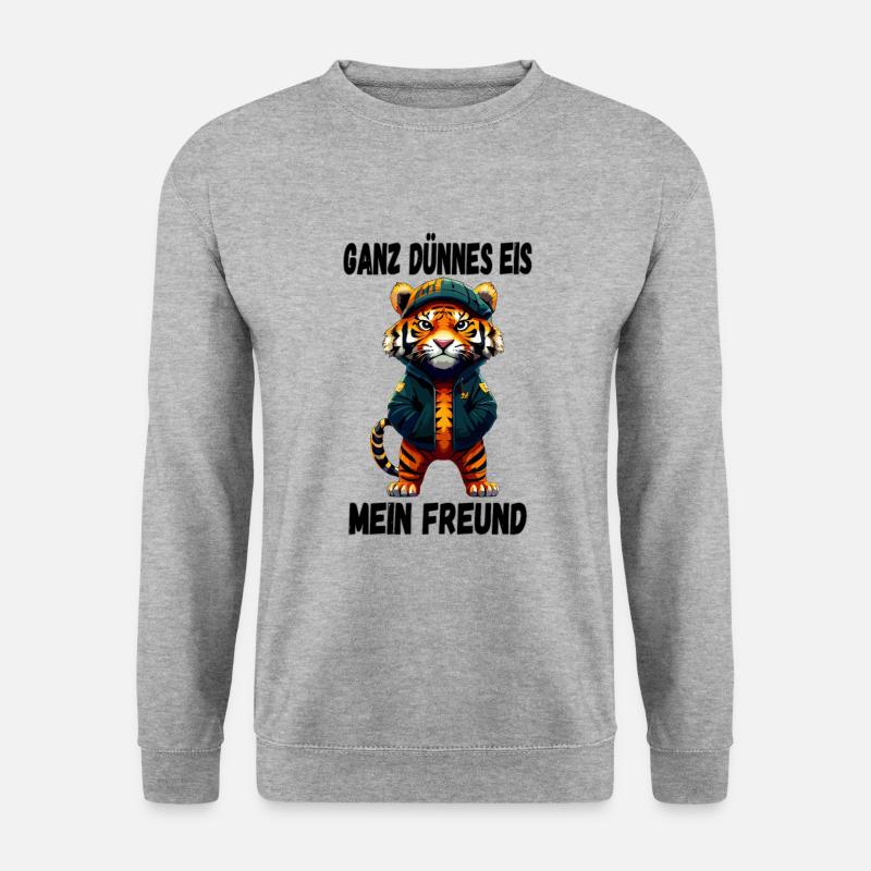 Ganz Dünnes Eis mein Freund' T-Shirt: Humorvoll - Unisex Pullover - Weißgrau meliert
