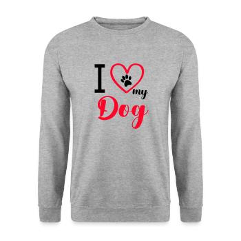i love my dog - Unisex Sweatshirt - salt & pepper - Front - Alina (178cm) & Michal (187cm)