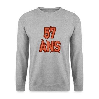 57 ANS - Sweat-shirt Unisexe - gris chiné - Devant - Alina (178cm) & Michal (187cm)