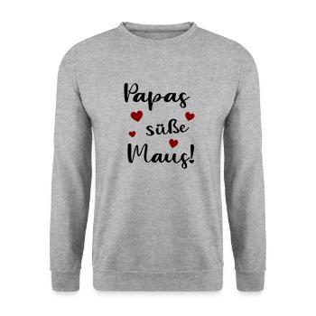 Papas süße Maus - Unisex Pullover - Weißgrau meliert - Vorne - Alina (178cm) & Michal (187cm)