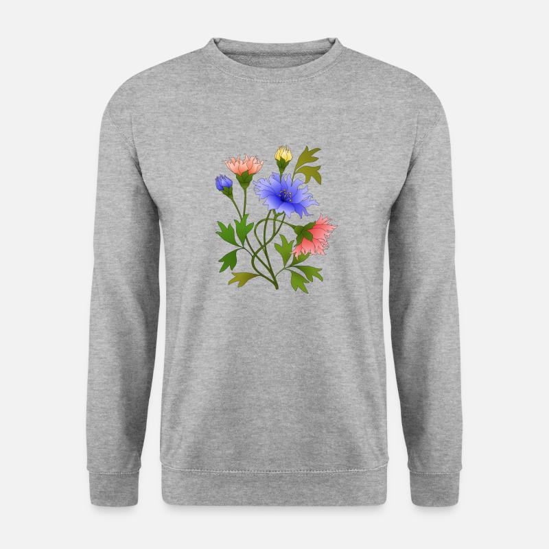 Blumen - Unisex Pullover - Weißgrau meliert