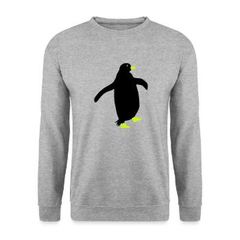 pinguin silhouette - Unisex Pullover - Weißgrau meliert - Vorne - Alina (178cm) & Michal (187cm)