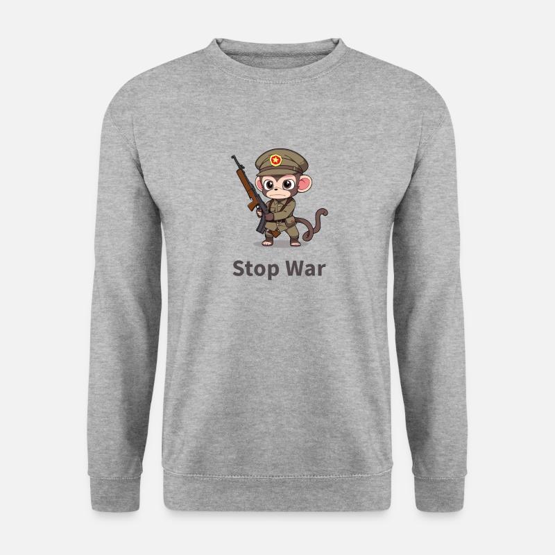 STOP WAR MONKEY - Unisex Sweatshirt - salt & pepper