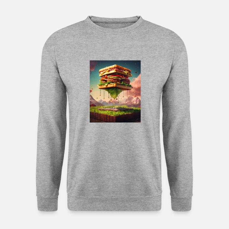 3D Burgerwürfel: Digitale Kunst - Unisex Pullover - Weißgrau meliert