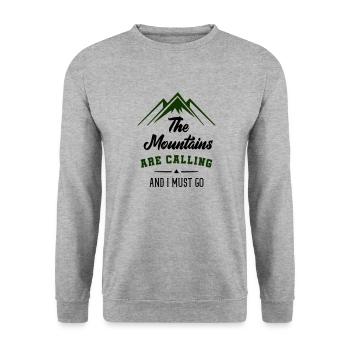Les montagnes m’appellent je dois y aller - Sweat-shirt Unisexe - gris chiné - Devant - Alina (178cm) & Michal (187cm)
