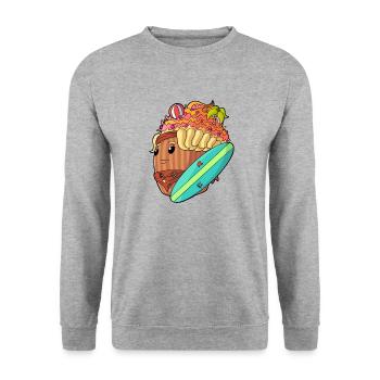 Surf Cupcake - Unisex Pullover - Weißgrau meliert - Vorne - Alina (178cm) & Michal (187cm)