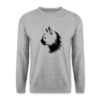 Cat, Cat Motif - Unisex Sweatshirt - salt & pepper - Front - Alina (178cm) & Michal (187cm)