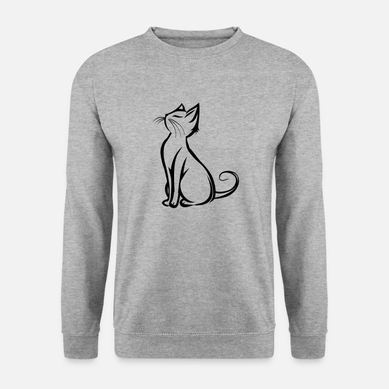 Katze, Katzenmotiv, Katzengesicht - Unisex Pullover - Weißgrau meliert