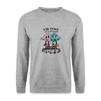 It's Fine I m Fine Everything is daijuobu (fine) - Unisex Sweatshirt - salt & pepper - Front - Alina (178cm) & Michal (187cm)
