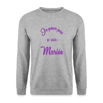 ZUKÜNFTIGE BRAUT. Junggesellinnenabschied. HOCHZEIT. MANNSCHAFT. TEAM BRIDAL - Unisex Pullover - Weißgrau meliert - Vorne - Alina (178cm) & Michal (187cm)