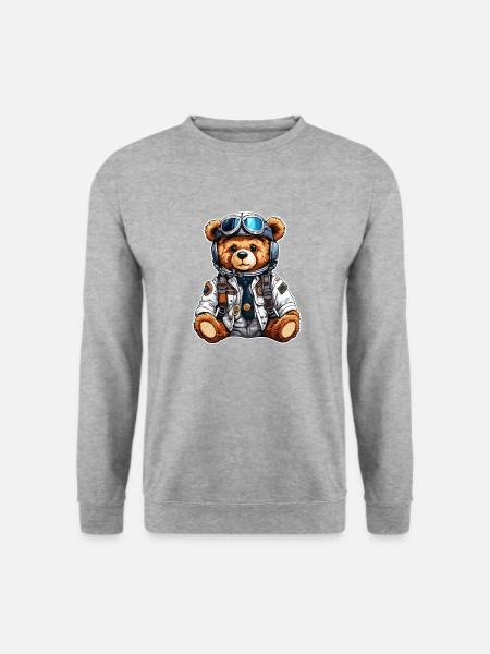 Teddybär / Kuscheltier / Stofftier / Geschenkidee - Unisex Pullover - Weißgrau meliert