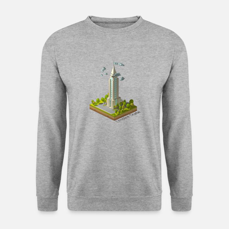 Geometric low poly Empire Building - Unisex Sweatshirt - salt & pepper