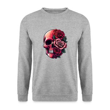 Skull and Bouquet - Unisex Sweatshirt - salt & pepper - Front - Alina (178cm) & Michal (187cm)