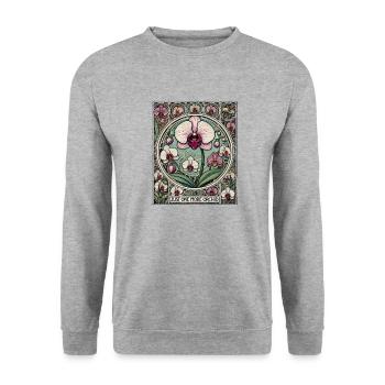 Just one more Orchid - Unisex Sweatshirt - salt & pepper - Front - Alina (178cm) & Michal (187cm)