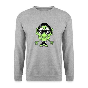 Cool DJ Leprechaun Green Gnome Grandpa Music Party Fun - Unisex Sweatshirt - salt & pepper - Front - Alina (178cm) & Michal (187cm)