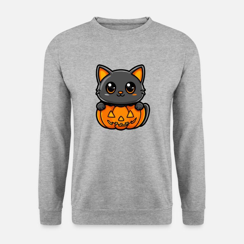 Chat Halloween Chat Bande dessinée - Sweat-shirt Unisexe - gris chiné